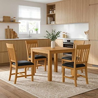 vidaXL Matgrupp 5 st Svart Massivt Ekträ