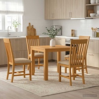 vidaXL Matgrupp 5 st Beige Massivt Ekträ