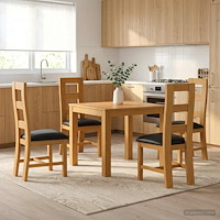 vidaXL Matgrupp 5 st Svart Massivt Ekträ