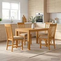 vidaXL Matgrupp RIJSWIJK 5 st Beige 150 x 85 x 75 cm Massivt Ekträ