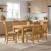 vidaXL Matgrupp 7 st Beige Massivt Ekträ