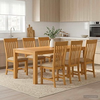 vidaXL Matgrupp 7 st Beige Massivt Ekträ