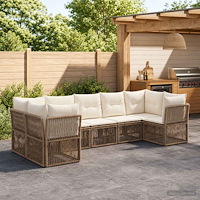 vidaXL Trädgårdsoffset 7 st 7-Antal sittplatser Beige konstrotting