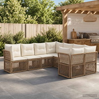 vidaXL Trädgårdsoffset 8 st 8-Antal sittplatser Beige konstrotting
