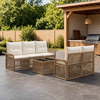 vidaXL Trädgårdsoffset 6 st Beige konstrotting