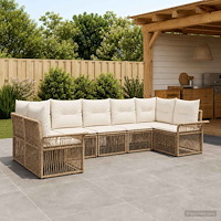 vidaXL Trädgårdsoffset 7 st 7-Antal sittplatser Beige konstrotting