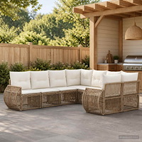 vidaXL Trädgårdsoffset 8 st 8-Antal sittplatser Beige konstrotting