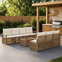 vidaXL Trädgårdsoffset 8 st Beige konstrotting