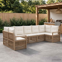 vidaXL Trädgårdsoffset 7 st 7-Antal sittplatser Beige konstrotting