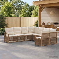 vidaXL Trädgårdsoffset 8 st 8-Antal sittplatser Beige konstrotting