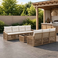 vidaXL Trädgårdsoffset 8 st Beige konstrotting