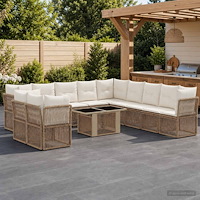 vidaXL Trädgårdsoffset 12 st Beige konstrotting