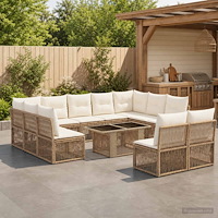 vidaXL Trädgårdsoffset 12 st Beige konstrotting