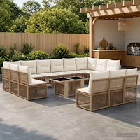 vidaXL Trädgårdsoffset 14 st Beige konstrotting