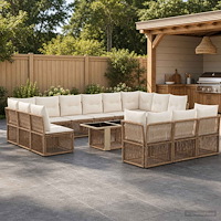 vidaXL Trädgårdsoffset 14 st Beige konstrotting