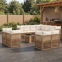 vidaXL Trädgårdsoffset 12 st Beige konstrotting
