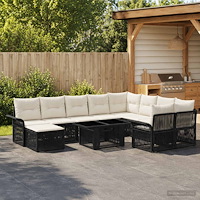 vidaXL Trädgårdsoffset 11 st Svart och krämvit konstrotting