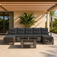 vidaXL Trädgårdsoffset 8 st Grå och mörkgrå konstrotting