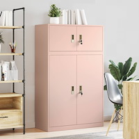 vidaXL Förvaringsskåp 2 st Rosa 90 x 40 x 145 cm Stål Låsbar