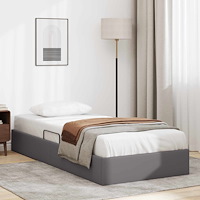 vidaXL Ottoman Sängram med lagring Grå 90 x 200 cm Konstläder