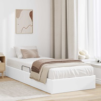 vidaXL Ottoman Sängram med lagring Ren Vit 100 x 200 cm Konstläder