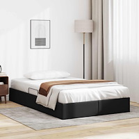 vidaXL Ottoman Sängram med lagring Svart 120 x 190 cm Konstläder