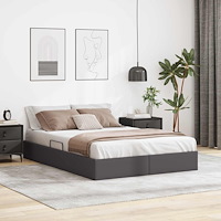 vidaXL Ottoman Sängram med lagring Grå 140 x 200 cm Konstläder