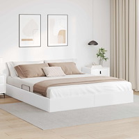 vidaXL Ottoman Sängram med lagring Ren Vit 160 x 200 cm Konstläder