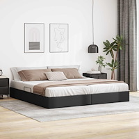 vidaXL Ottoman Sängram med lagring Svart 200 x 200 cm Konstläder