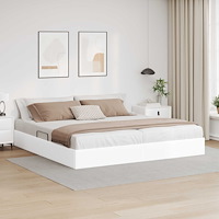 vidaXL Ottoman Sängram med lagring Ren Vit 200 x 200 cm Konstläder