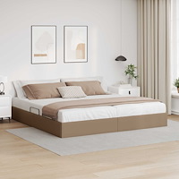 vidaXL Ottoman Sängram med lagring Cappucino 200 x 200 cm Konstläder