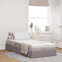 vidaXL Ottoman Sängram med lagring Taupe 90 x 200 cm tyg