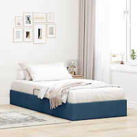 vidaXL Ottoman Sängram med lagring Blå 90 x 200 cm tyg