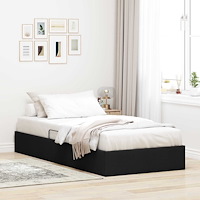 vidaXL Ottoman Sängram med lagring Svart 100 x 200 cm tyg