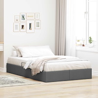 vidaXL Ottoman Sängram med lagring Mörkgrå 120 x 200 cm tyg