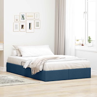 vidaXL Ottoman Sängram med lagring Blå 120 x 200 cm tyg