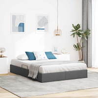 vidaXL Ottoman Sängram med lagring Mörkgrå 140 x 190 cm tyg