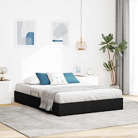 vidaXL Ottoman Sängram med lagring Svart 140 x 190 cm tyg
