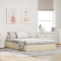 vidaXL Ottoman Sängram med lagring Kräm 140 x 200 cm tyg