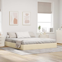 vidaXL Ottoman Sängram med lagring Kräm 180 x 200 cm tyg