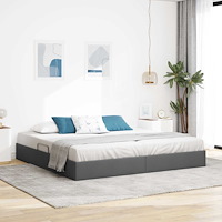 vidaXL Ottoman Sängram med lagring Mörkgrå 200 x 200 cm tyg
