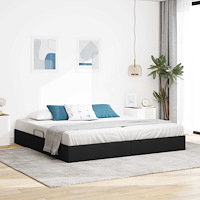 vidaXL Ottoman Sängram med lagring Svart 200 x 200 cm tyg