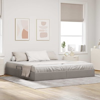 vidaXL Ottoman Sängram med lagring Taupe 200 x 200 cm tyg