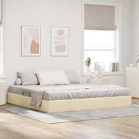 vidaXL Ottoman Sängram med lagring Kräm 200 x 200 cm tyg