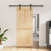 vidaXL Skjutdörr Naturlig och svart 85 x 210 cm Massiv furuträdörr