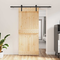 vidaXL Skjutdörr Naturlig och svart 90 x 210 cm Massiv furuträdörr