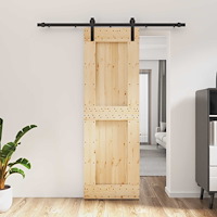vidaXL Skjutdörr Naturlig och svart 70 x 210 cm Massiv furuträdörr