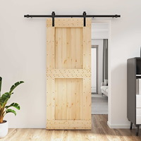 vidaXL Skjutdörr Naturlig och svart 85 x 210 cm Massiv furuträdörr