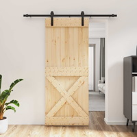 vidaXL Skjutdörr Naturlig och svart 85 x 210 cm Massiv furuträdörr