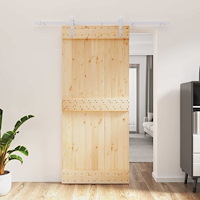 vidaXL Skjutdörr Naturlig och vit 90 x 210 cm Massiv furuträdörr